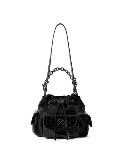 Off-white Chain Strap Bucket Bag Pockets In Black