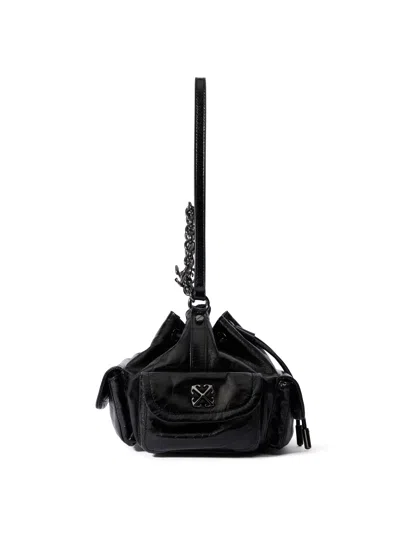 Off-white Chain Strap Bucket Bag Pockets In Black