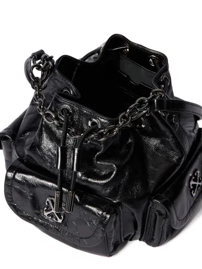 Off-white Chain Strap Bucket Bag Pockets In Black