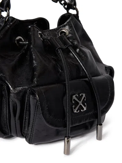 Off-white Chain Strap Bucket Bag Pockets In Black