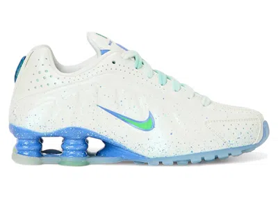 Pre-owned Nike Shox R4 Ab White (women's) Sneakers In Summit White/green Strike/royal Pulse