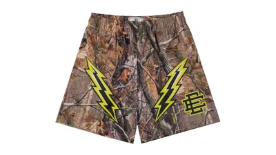 Pre-owned Eric Emanuel Men's  Ee Basic Short In Tree Camo/black/lime Bolt