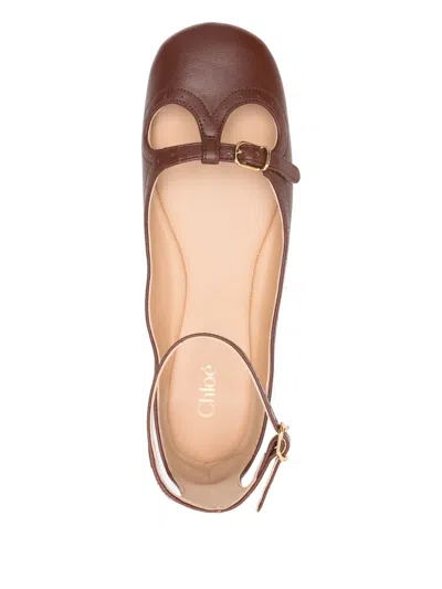 Chloé Flat Shoe With Burnished Look Made In Italy In Brown