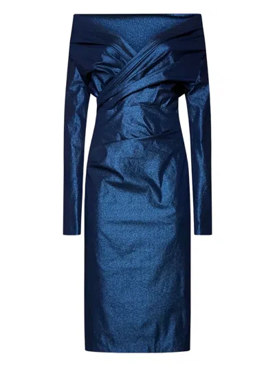 Talbot Runhof Strapless Dress In Blue