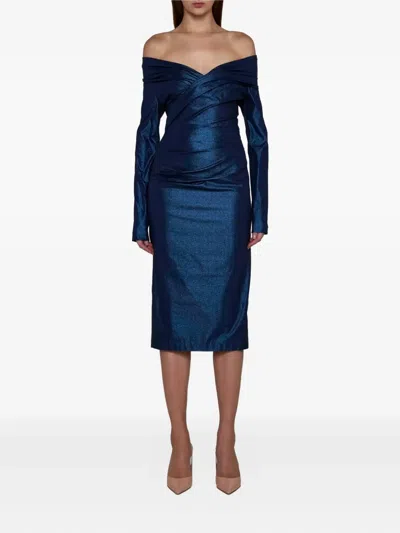 Talbot Runhof Strapless Dress In Blue