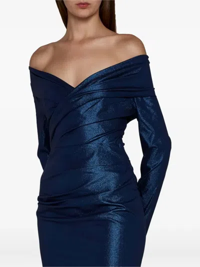 Talbot Runhof Strapless Dress In Blue