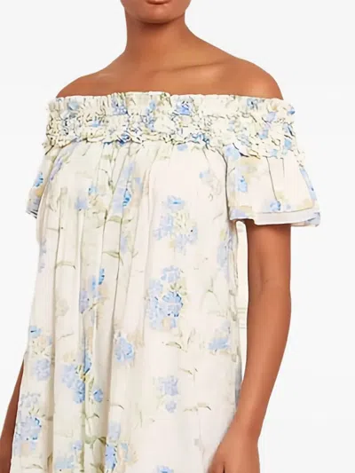 Needle & Thread Ruffled Floral Midi Dress In White