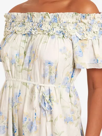 Needle & Thread Ruffled Floral Midi Dress In White