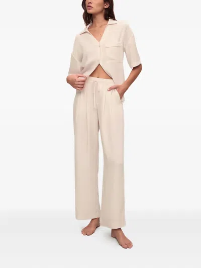 Eberjey Tencel Woven Relaxed Button Front Top In Grey In Neutral