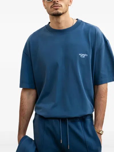 Homies Marbella Club Crew-neck Logo T-shirt In Blue