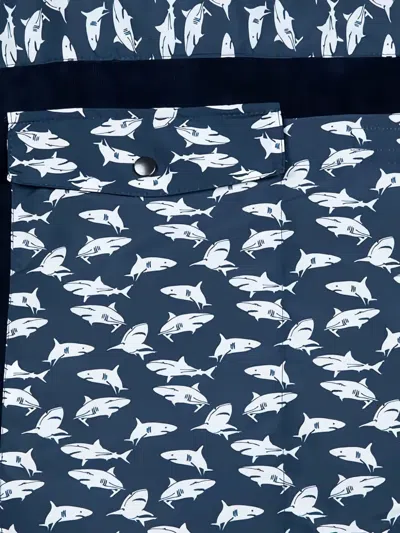 Paul & Shark Shark-print Beach Towel In Blue