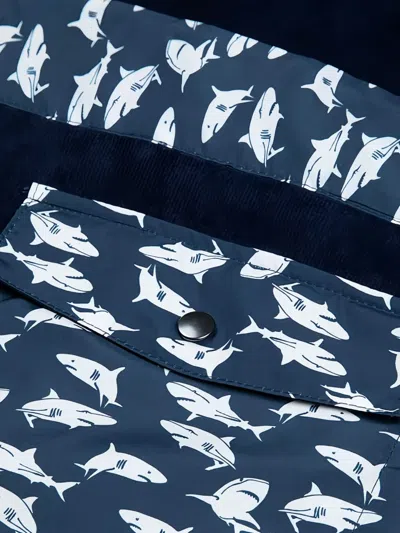 Paul & Shark Shark-print Beach Towel In Blue