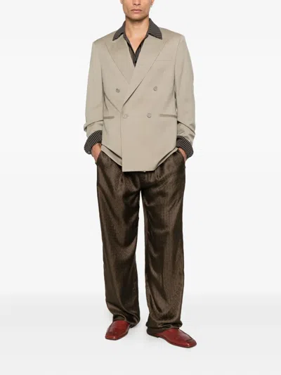 Saint Laurent Button-fastening Trousers In Brown