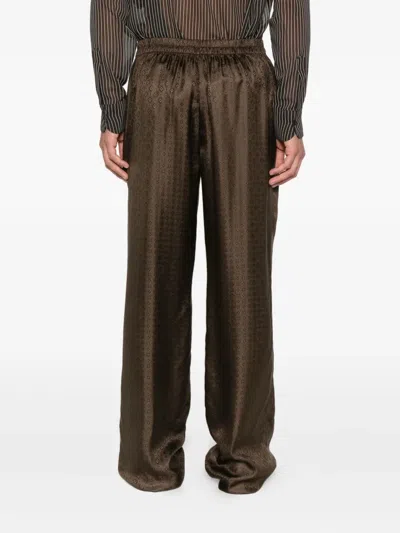 Saint Laurent Button-fastening Trousers In Brown