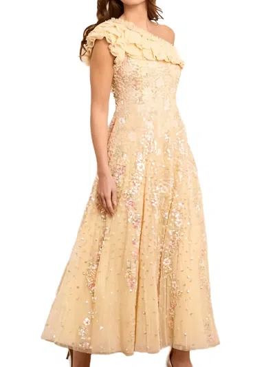 Needle & Thread Confetti Ruffled Sequin-embellished Dress In Neutral