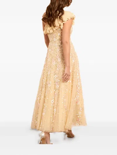 Needle & Thread Confetti Ruffled Sequin-embellished Dress In Neutral