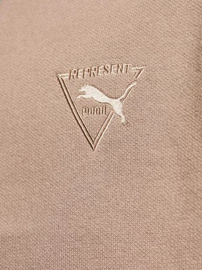 Puma X Represent Zip-up Logo-embroidered Sweatshirt In Brown