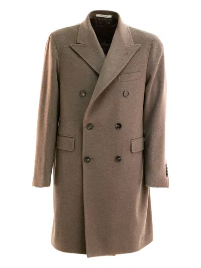 Tagliatore Double-breasted Coat In Brown