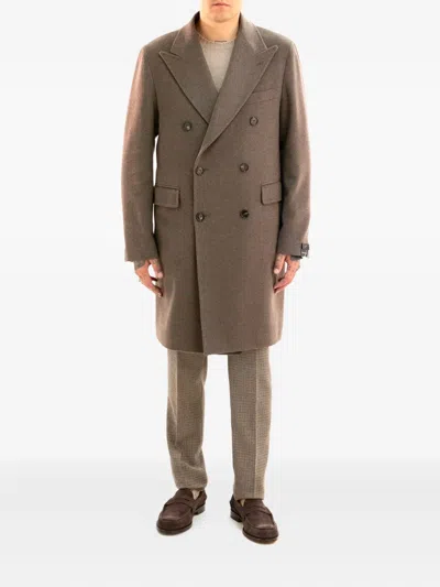 Tagliatore Double-breasted Coat In Brown