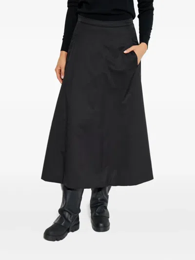 Add Wide Flared Midi Skirt With Ped Texture In Black