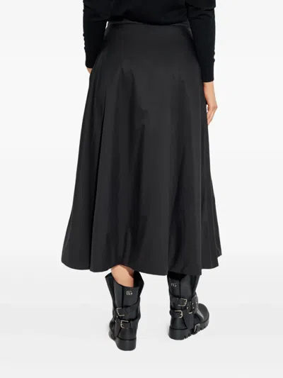 Add Wide Flared Midi Skirt With Ped Texture In Black