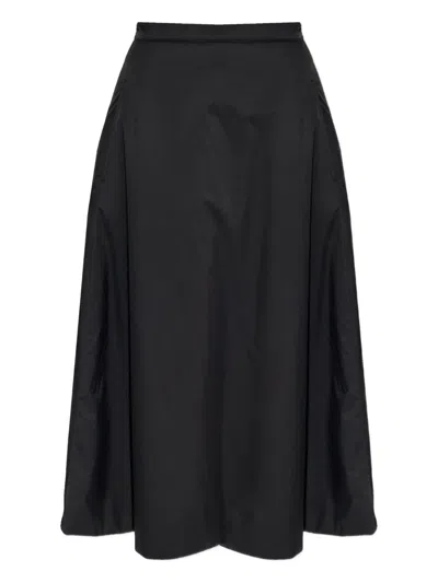 Add Wide Flared Midi Skirt With Ped Texture In Black