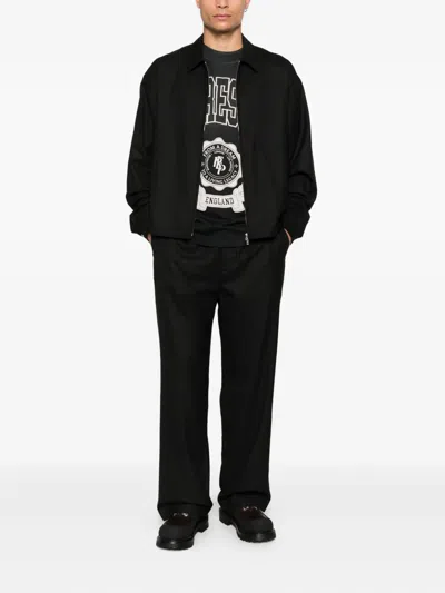 Represent Logo-embroidered Twill Overshirt In Black