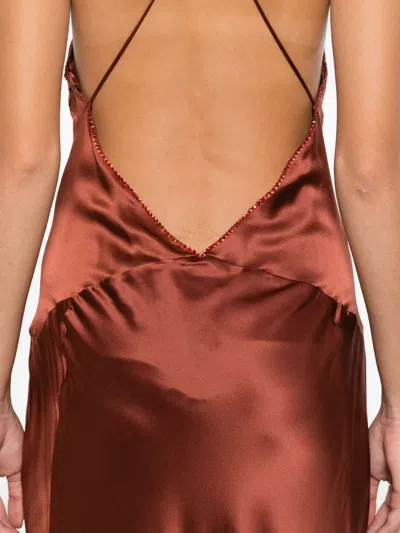 Amiri Satin Dress In Brown