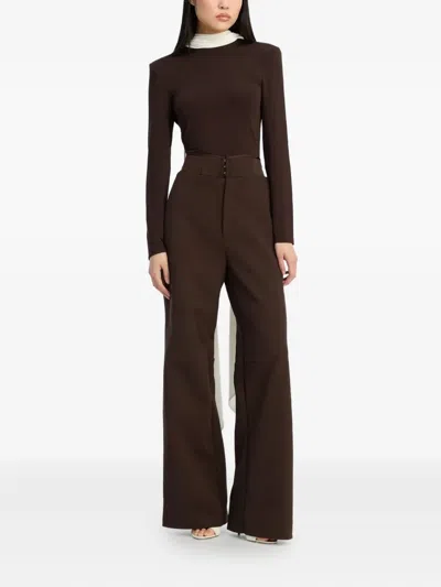 Rotate Birger Christensen Corset Tailored Trousers In Brown