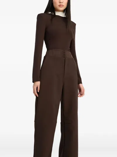 Rotate Birger Christensen Corset Tailored Trousers In Brown
