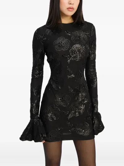 Rotate Birger Christensen Rotate Birgerchristensen Sequins Ls Mini Dress In Black