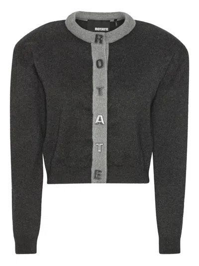 Rotate Birger Christensen Logo-lettering Cardigan In Gray