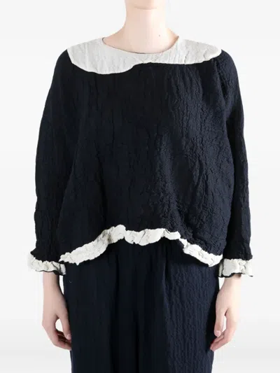 Daniela Gregis Wool Ruffled Blouse In Black