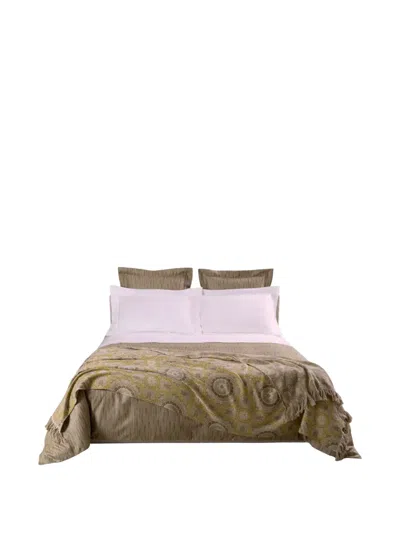 Frette Gipsy Patterned Fringed Bed Throw In Gray