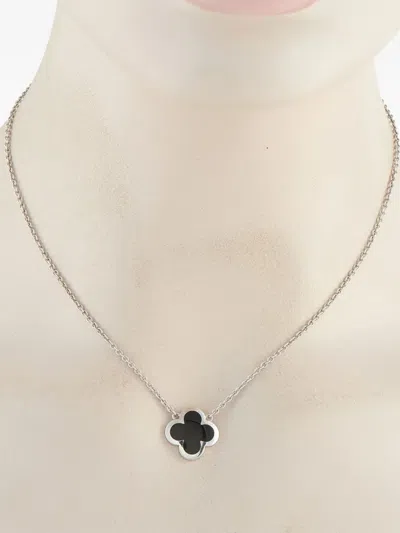Pre-owned Van Cleef & Arpels 18k White Gold Pure Alhambra Necklace In Silver