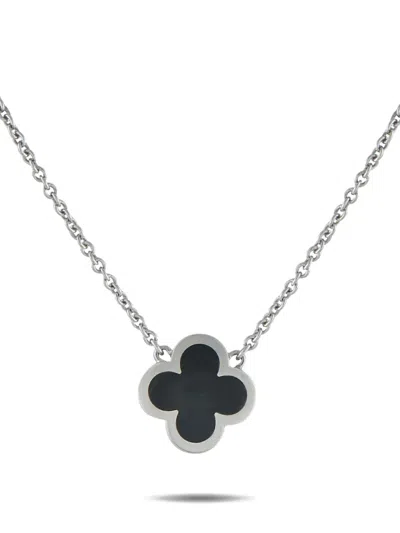 Pre-owned Van Cleef & Arpels 18k White Gold Pure Alhambra Necklace In Silver