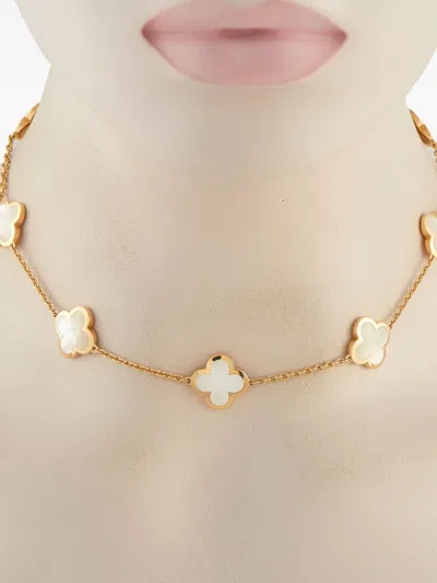 Pre-owned Van Cleef & Arpels 18k Yellow Gold Pure Alhambra Mother-of-pearl Necklace