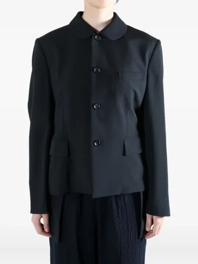 Comme Des Garçons Wool Ruffled Fitted Jacket In Blue
