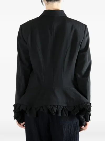 Comme Des Garçons Wool Ruffled Fitted Jacket In Blue
