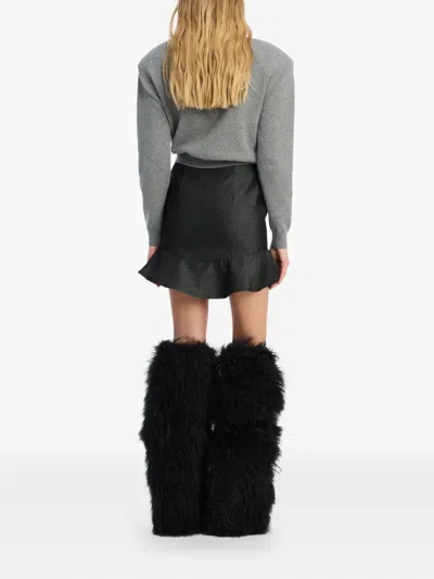 Rotate Birger Christensen Letter Firm Knit Cardigan In Gray