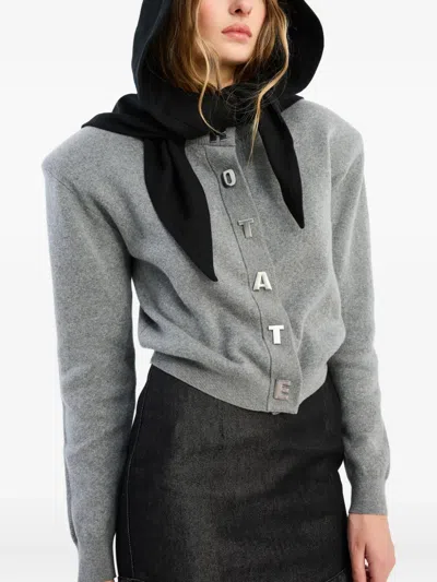 Rotate Birger Christensen Letter Firm Knit Cardigan In Gray