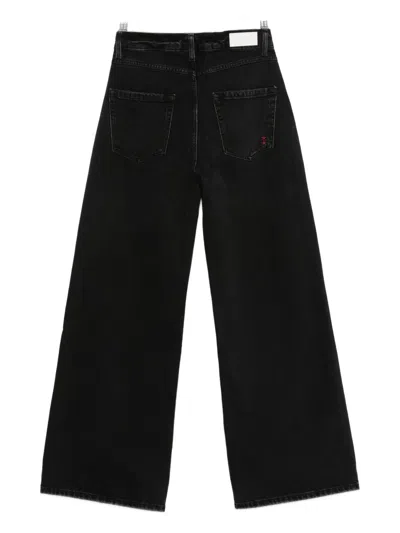 Icon Denim Cotton Wide-leg Jeans In Black