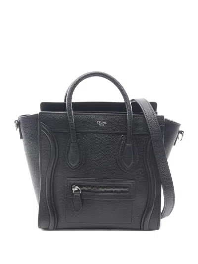 Pre-owned Celine Nano Luggage Two-way Handbag In Black