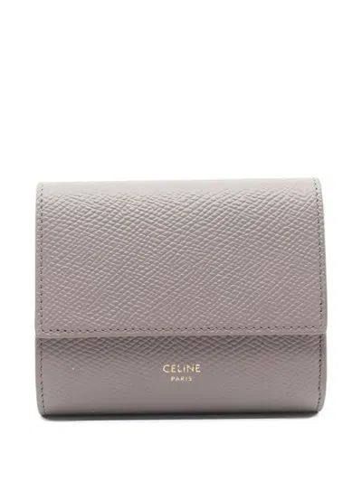 Pre-owned Celine 2020s Tri-fold Leather Wallet In Gray