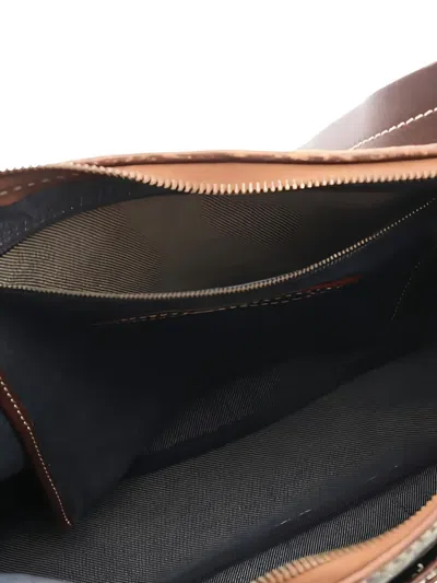 Pre-owned Celine Macadam-print Leather-trimmed Shoulder Bag In Gray