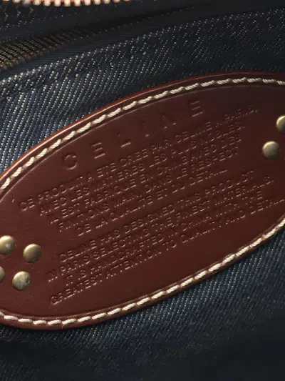 Pre-owned Celine Macadam-print Leather-trimmed Shoulder Bag In Gray