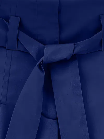 Monnalisa Belted Pleated Trousers In Blue