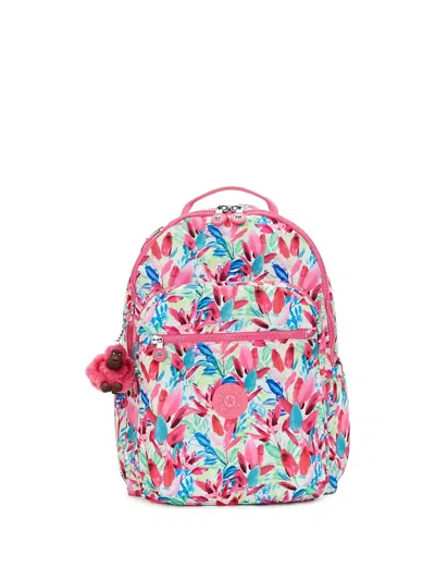Kipling Flamingo Leaves Zip Backpack In Pink