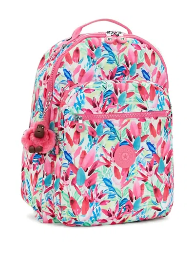 Kipling Flamingo Leaves Zip Backpack In Pink