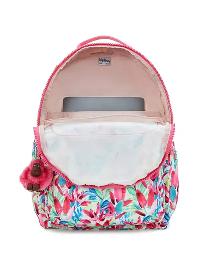 Kipling Flamingo Leaves Zip Backpack In Pink